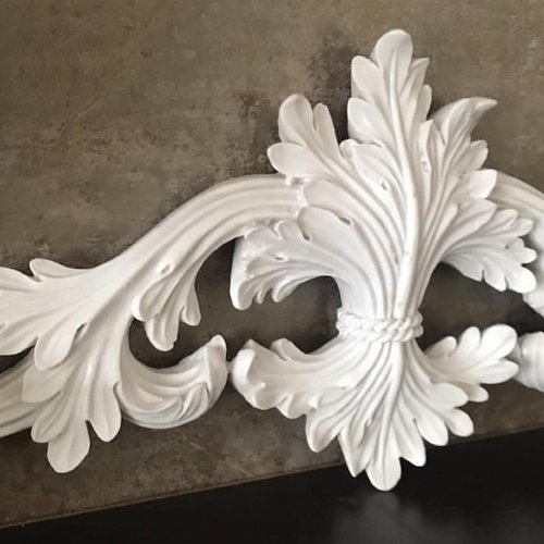 Moule silicone applique baroque 44cm décor feuille pour porte armoire mur meubles pour plâtre cire savon résine polyester k599