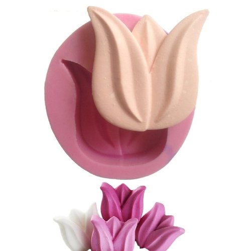 Moule silicone fleur tulipe pour pâte polymère fimo plâtre wepam cire savon argile résine polyester ciment epoxy k448 51b75ht