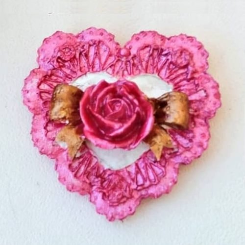 Moule silicone coeur fleur rose avec noeud ruban pour pâte fimo plâtre porcelaine cire savon résine béton polyester k391 5e70
