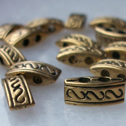 10 perles intercalaires connecteurs à 2 trous en métal doré 10mm pour collier bracelets  a29