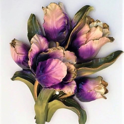 Moule silicone fleur bouquet tulipe 24cm pour plâtre cire savon résine polyester ciment k465 6g1310