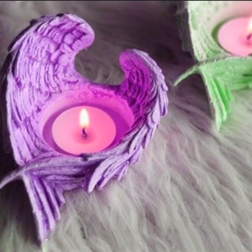 Moule silicone support bougie ailes tealight bougeoir pour plâtre fimo cire savon résine argile ciment k491