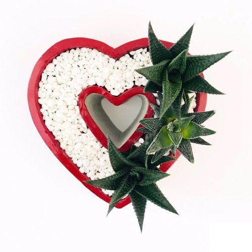 Moule silicone pot coeur 14cm pour terrarium fleur cactus succulent pour fimo plâtre savon argile polyester résine cire k578 2g870