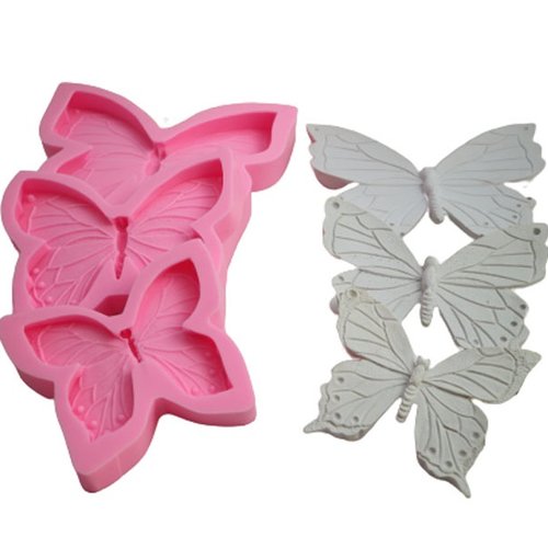 Moule silicone papillons 3 tailles pour plâtre argile pâte polymère fimo porcelaine savon résine cire béton polyester k494 5f1200