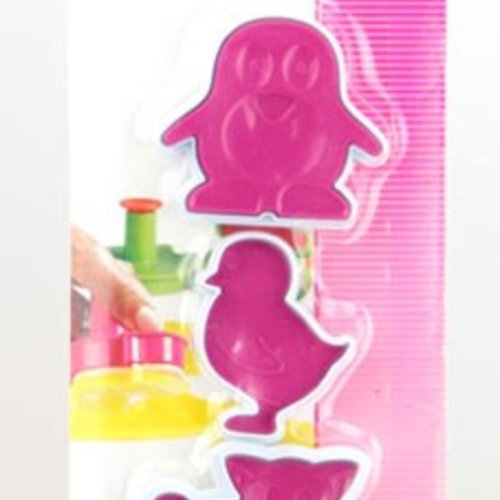 3 moules emporte pièces à éjecteurs poussoir pingouin poussin chat décoration cookies biscuits gâteau pâtisseries mould b13