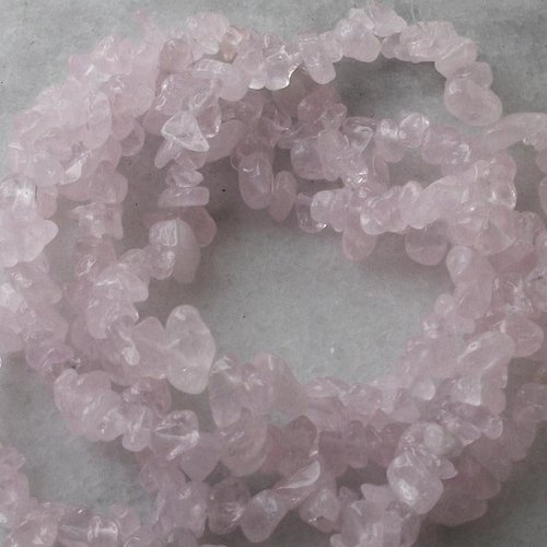 Enfilade fil de 80cm de perles pépite chips de quartz rose  pierre naturelle semi précieuse gemme   5 à 10mm b63
