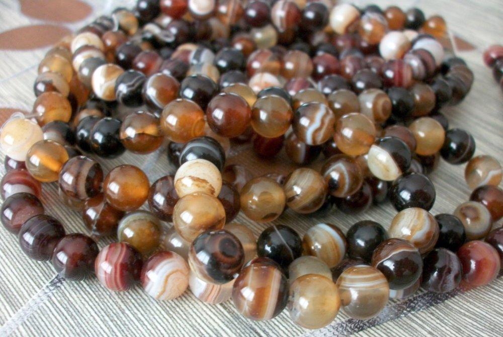 Perles pierre semi précieuse naturelle picasso mate Marron8 mm lot