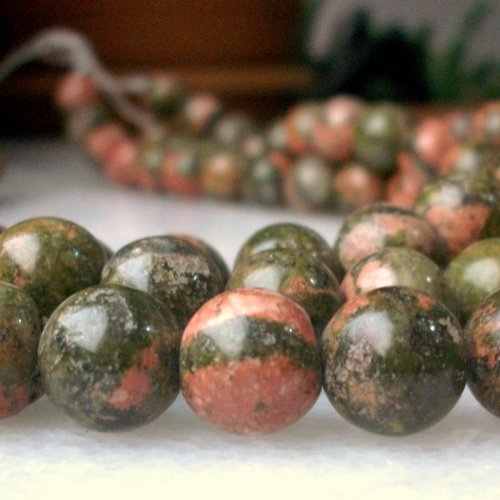 40 perles de pierre naturelle boule 8mm unakite ∞ gemme pierre naturelle semi précieuse b63