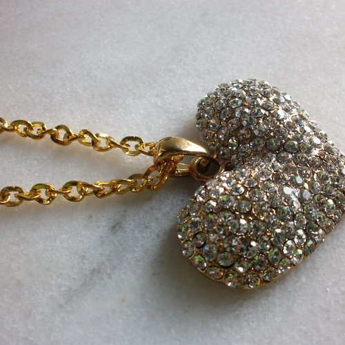 Collier en métal doré avec strass transparent bijoux femme pour offrir ou se faire plaisir b34