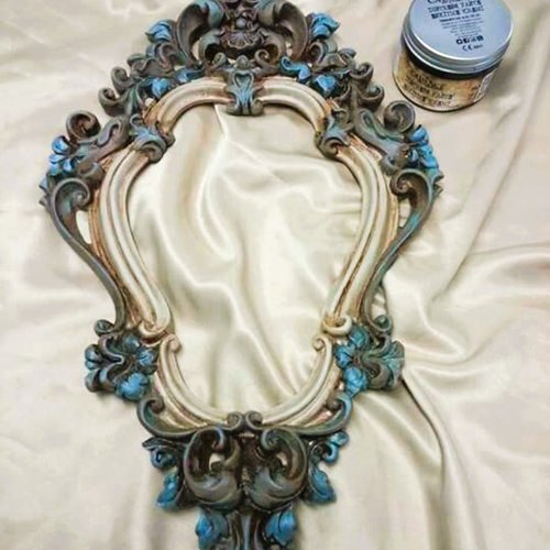 Grand moule silicone cadre photo miroir 43cm feuilles baroque vintage pour résine plâtre wepam argile ciment polyester k750