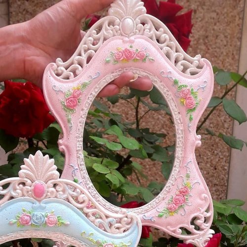 Moule silicone cadre photo miroir 25cm déco fleur liane pour plâtre fimo wepam cire savon argile polyester pâte polymère k597 4f600ht