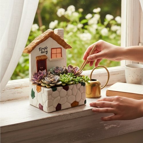 Moule silicone pot de fleur maison 16cm déco fleur bougeoir pour plâtre résine polyester k917 17k1230