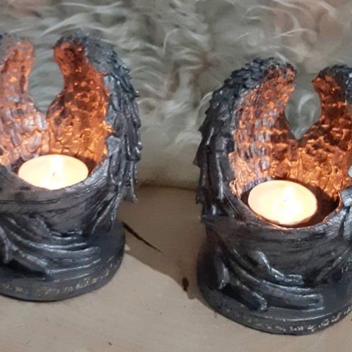 Moule silicone support bougie chandelier ailes ange bougeoir pour plâtre résine polyester ciment k915 20k850