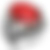 Bague chevalière homme 15g en argent massif 925 ancre marin serti zircon facette ovale facetté rouge