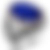 Bague chevalière homme 12g en argent massif 925 épée serti zircon facette ovale facetté couleur bleu marine
