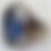 Bague chevalière homme 19g en argent massif 925 ovale fond verre bleu effet nacré inscription calligraphie islam
