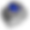 Bague chevalière homme 16g en argent massif 925 ovale fond verre bleu effet nacré inscription calligraphie islam
