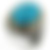 Bague chevalière homme 19g en argent massif 925 serti cabochon en pierre naturelle semi précieuse turquoise et strass