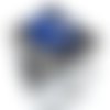 Bague chevalière homme 16g en argent massif 925 serti pierre zircon bleu facetté fleur de lys