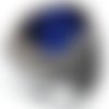 Bague chevalière homme 18g en argent massif 925 serti pierre zircon bleu facetté