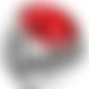 Bague chevalière homme 12g en argent massif 925 serti zircon facette ovale rouge facetté déco triple lune
