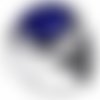 Bague chevalière homme 21g en argent massif 925 serti zircon a facette ovale facetté couleur bleu marine