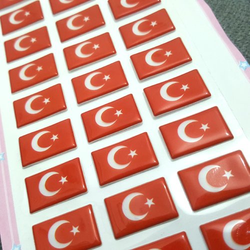 35 mini autocollants stickers drapeau turquie rouge et blanc lune étoile 16mm pour activités manuelles scrapbooking déco b5