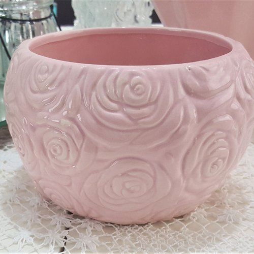 Moule silicone pot vase rond 14cm déco roses pour plâtre wepam porcelaine cire savon résine argile ciment béton k673 29k1400