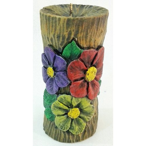 1 moule silicone bougie cylindre 14cm déco fleur feuille pour cire plâtre savon résine polyester 6g400