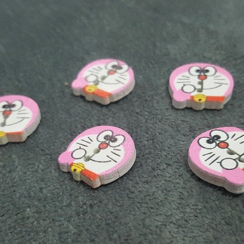 Lot de 5 boutons en bois en forme de chat rose pour couture bébé scrapbooking b41