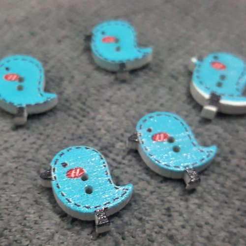 Lot de 5 boutons en bois en forme d oiseau bleu pour couture bébé scrapbooking b41