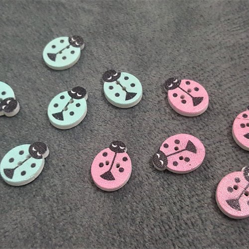 Lot de 5 boutons en bois en forme de coccinelle rose pour couture bébé scrapbooking b41