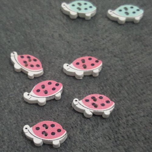 Lot de 5 boutons en bois en forme de tortue rose pour couture bébé scrapbooking b41