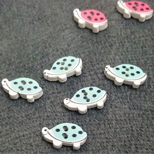 Lot de 5 boutons en bois en forme de tortue rose pour couture bébé scrapbooking b41