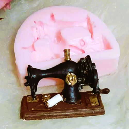 Moule silicone ancienne machine à coudre thème mode couture pour plâtre résine savon cire argile wepam polyester fimo k772 3e80