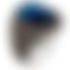 Bague chevalière homme 9g en argent massif 925 déco griffes serti pierre zircon bleu facette