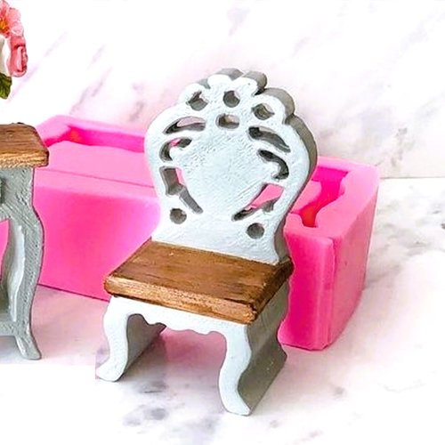 Moule silicone chaises 3d classique pour plâtre wepam résine cire savon argile ciment fimo pâte polymère k809