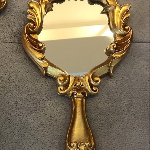 Moule silicone grand miroir à main cadre photo 32cm déco feuilles pour plâtre wepam cire savon argile fimo k812 7e450