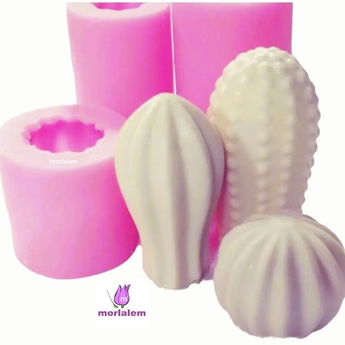 3 moules silicone cactus 3d différents pour plâtre cire savon résine polyester béton k1358