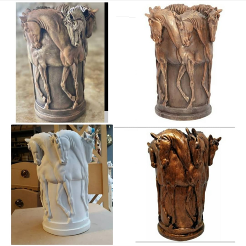 Moule silicone pot vase chevaux cheval relief pour résine argile plâtre porcelaine cire savon polyester fimo beton