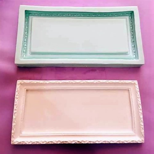 Moule silicone cadre photo miroir 28cm rectangle pour pâte polymère fimo plâtre argile résine savon