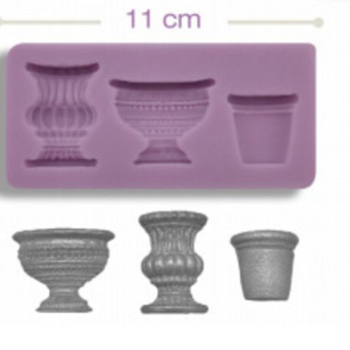 Moule silicone 3 demi pots vase pour pâte polymère fimo plâtre cire savon résine argile béton polyester k908 43b60ht