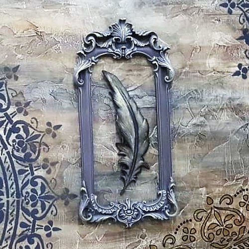 Moule silicone cadre photo miroir 42cm feuilles baroque vintage pour pâte polymère plâtre argile ciment epoxy polyester k938 1f