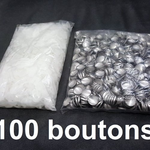 100 boutons blanc 22mm n36 à recouvrir de tissus embellissement broderie fleurs pour machine manuelle à pression