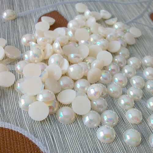 3000 cabochons demi perle beige lustré largeur 8mm à coller pour scrapbooking embellissement décorations