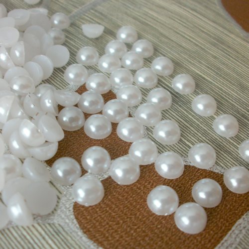 3000 cabochons demi perle blanc lustré largeur 8mm à coller pour scrapbooking embellissement décorations