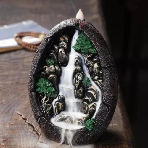 Moule silicone brûleur encens oeuf montagne cascade porte-encens backflow incense burner pour plâtre béton résine argile polyester k1025