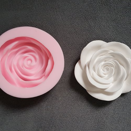 Moule silicone fleur 8cm rose 3d nature pour pâte polymère fimo plâtre argile wepam savon bougie résine polyester ciment k1027 61b150