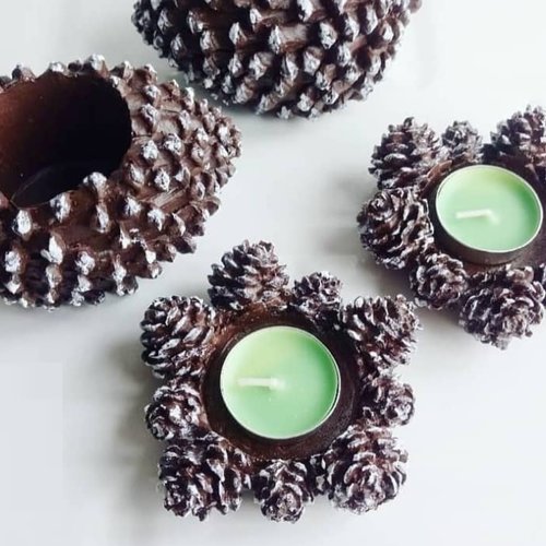 Moule silicone support bougie pomme de pin bougeoir 9cm pour plâtre cire savon résine argile ciment k1098 62b160