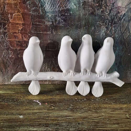 Moule silicone oiseaux 3d sur une branche pour plâtre résine cire savon argile béton ciment pâte polymère k1043 30k